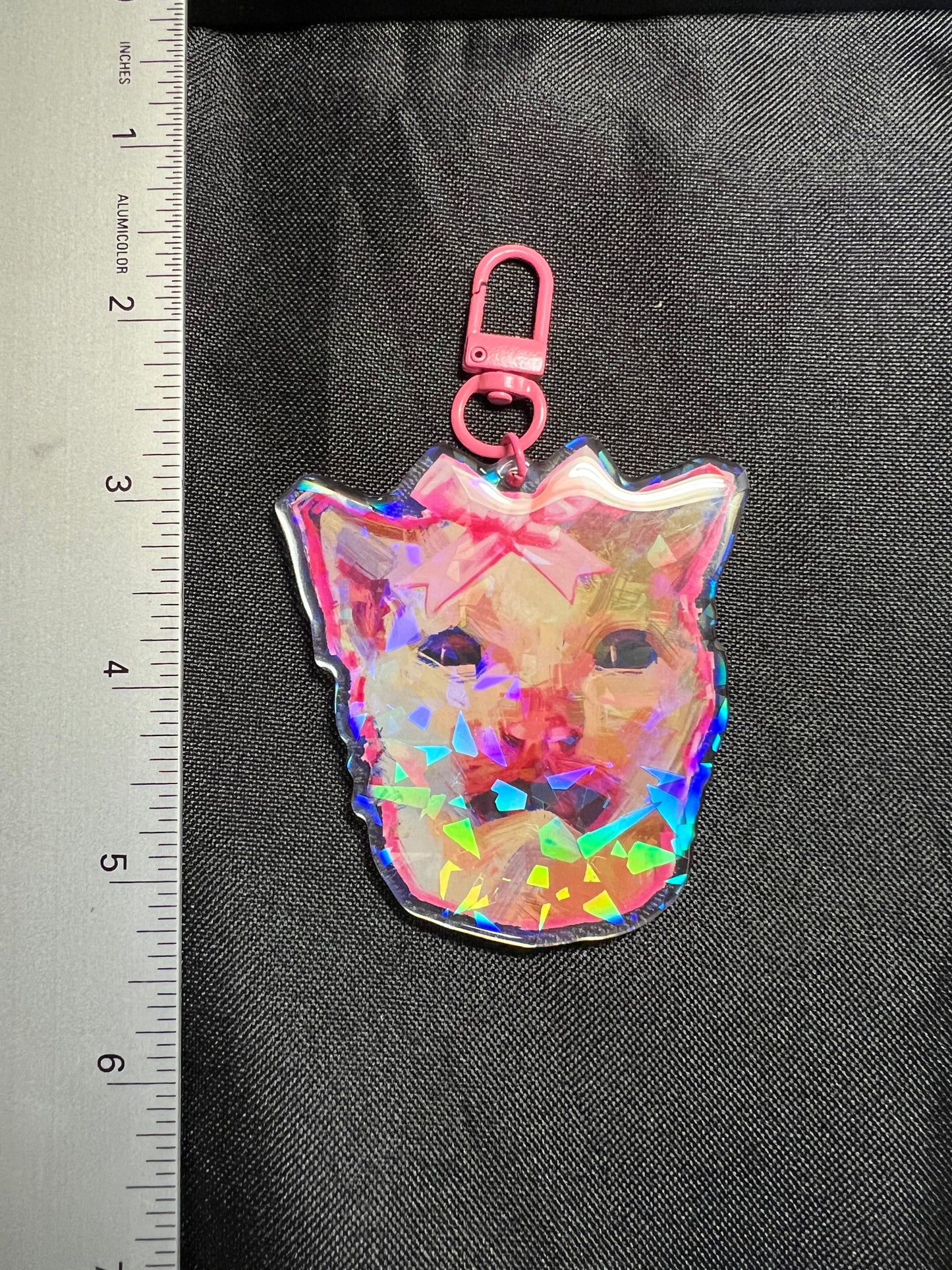 Scared Cat Pink Keychain