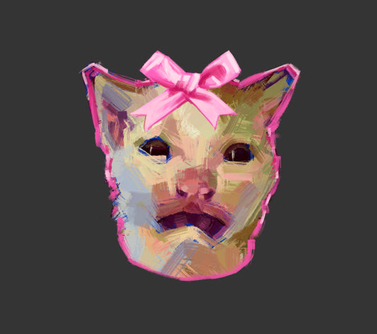 Scared Cat Pink Keychain