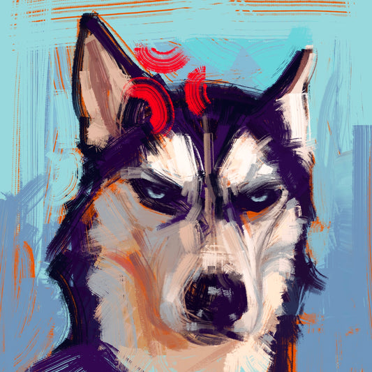 Angry Husky Dog Print